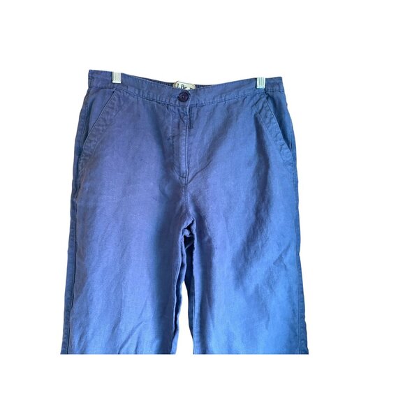 L.L. Bean Classic Fit Straight Linen Pants Size 10 PET Dark Blue 100% Linen - Picture 6 of 11